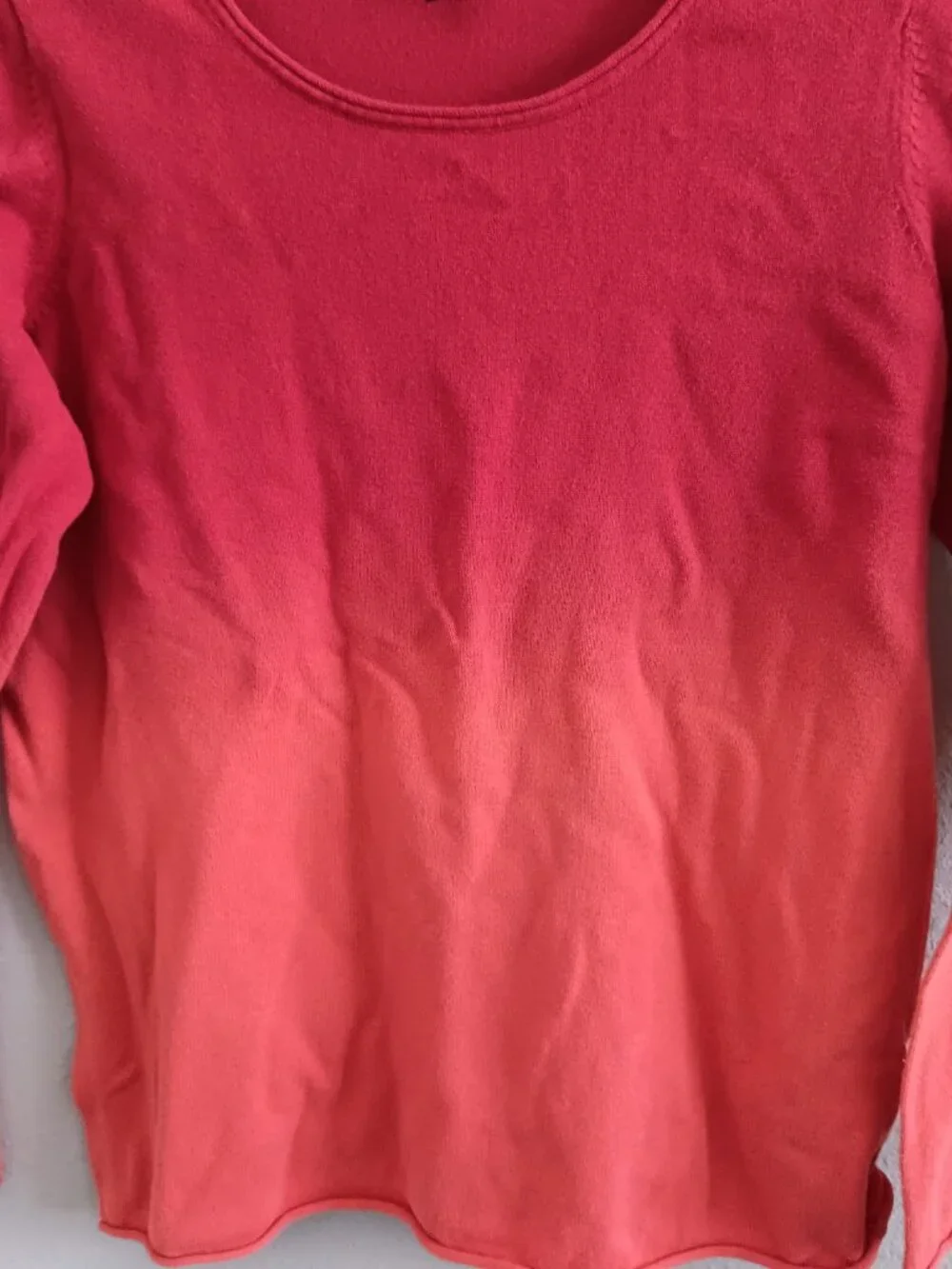 Women with Control 100% Cotton Printed Ombre Sweater, Red Sz S a696410